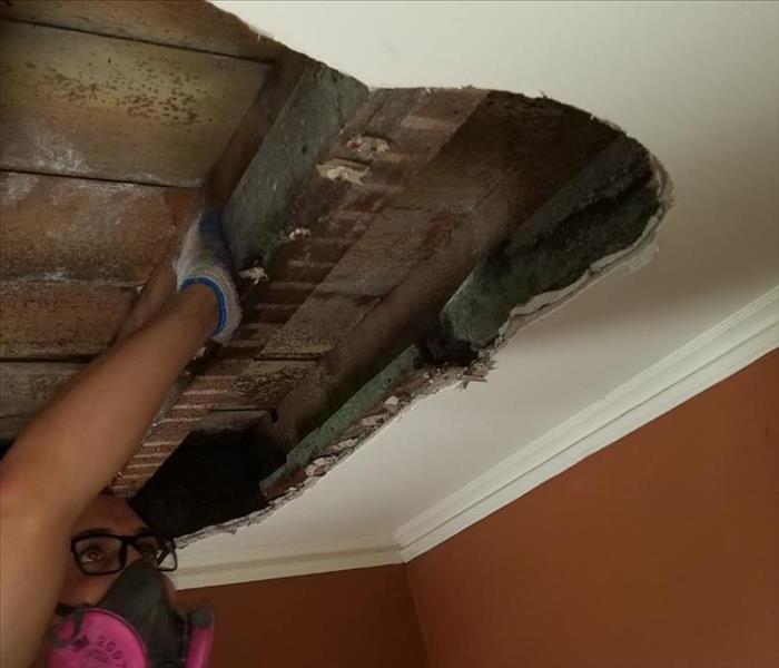 tearing off ceiling