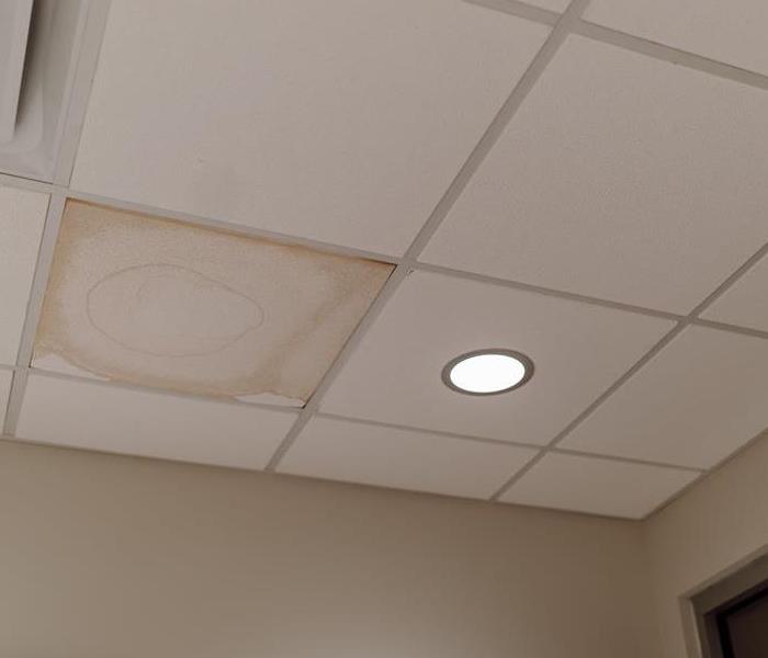 Water damage on ceiling tile 